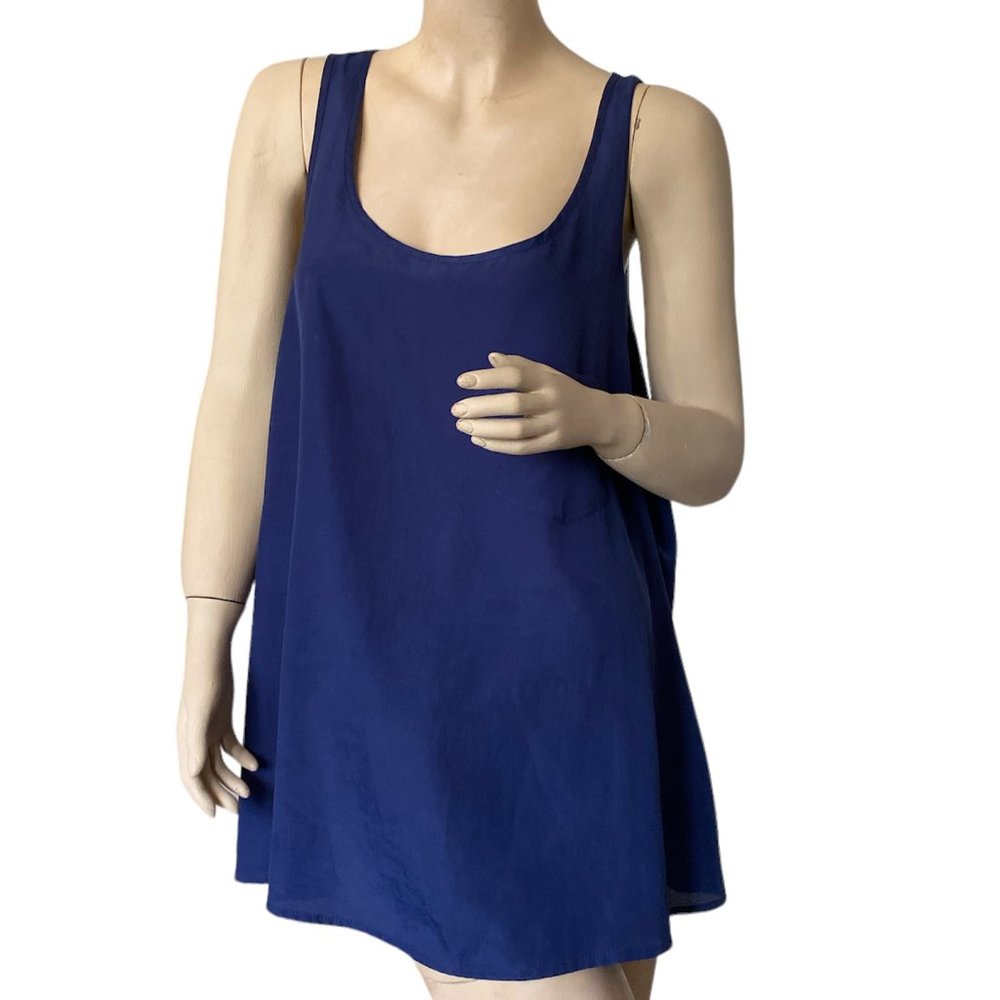 Forever21 Women's Blue Sleeveless lightweight Blouse Tank Pocket Top Size 2XL